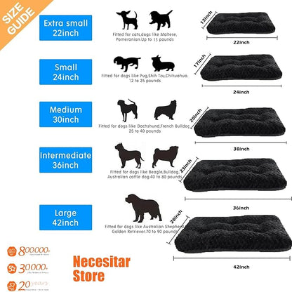 Dog Crate Mat for Dog Cages Black Dog Bed for Small Dogs 24 Inch Dog Crate Bed Washable Dog Mats for Sleeping 25 lbs