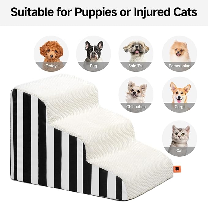 MEWOOFUN Dog Stairs for Small Dogs 3-Tier Dog 50lbs Small