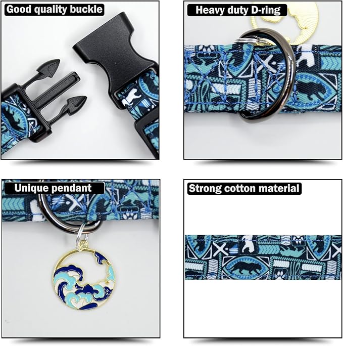 Leopard Patterns Dog Collar with Pendant