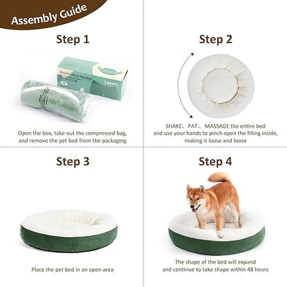 Love's cabin Round Donut Cat and Dog Cushion Bed 30in Pet