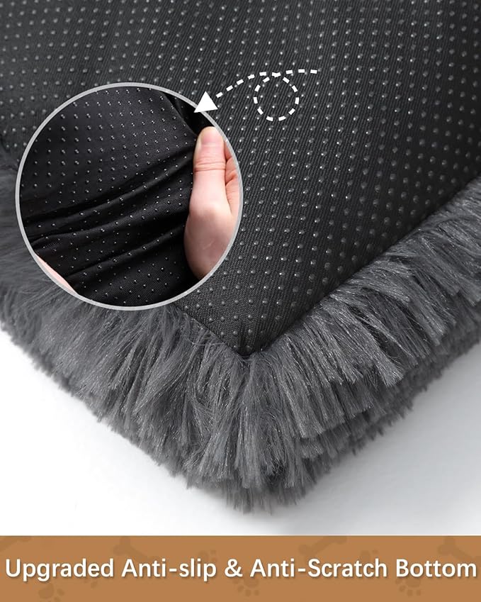 Dog Crate Pad Ultra Soft Dog Bed Mat Washable Pet Kennel Bed with Non-Slip Bottom Fluffy Plush Sleeping Mat for Large Medium Small Dogs 29 x 18 Inch