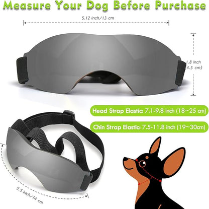 Small Dog Sunglasses, UV Protection Dog Goggles for Small to Medium Breed Dog, Windproof Antifog Pet Glasses for Puppy with Adjustable Strap (Black)