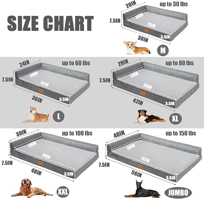 Patas Lague Orthopedic Dog Bed for Medium Dogs 36''X24''