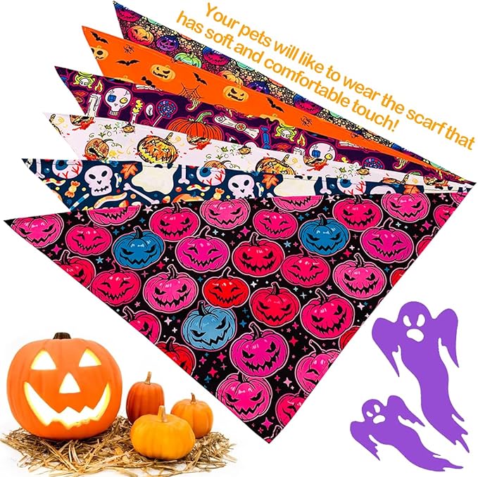 PET SHOW 50 Pack Halloween Small Dog Bandanas