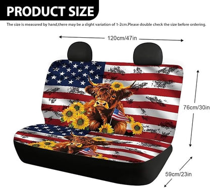 AFPANQZ Highland Cow Flag Print Car Rear Seat