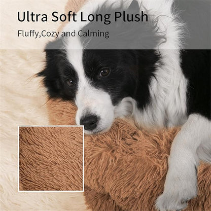 Dog Beds for Large Dogs Large Fluffy Plush Dog Bed Cat Bed Dog Crate Pad Washable Dog Crate Bed Pet Bed Sleeping Mat (Large