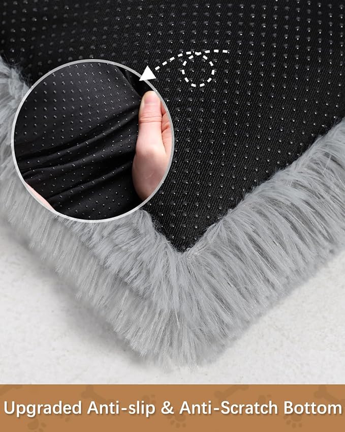 Dog Crate Pad Ultra Soft Dog Bed Mat Washable Pet Kennel Bed with Non-Slip Bottom Fluffy Plush Sleeping Mat for Large Medium Small Dogs 41 x 27 Inch,
