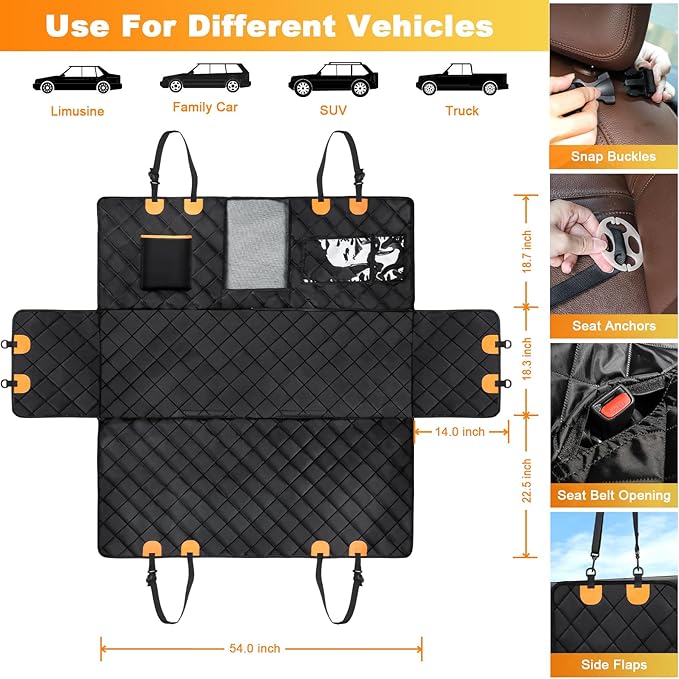 Dog Car Seat Cover 100% Waterproof 600D Heavy