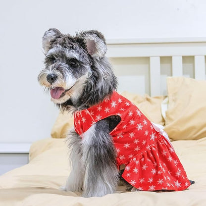CuteBone Dog Dresses Velvet Holiday Small Dogs Clothes Onesie Pet Apparel Girl Puppy Skirt with Bow Hair Rope CVA36L