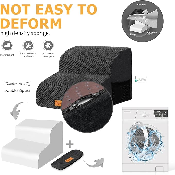 Topmart High Density Foam Pet Steps 2 Tiers 11.8" High,Non-Slip