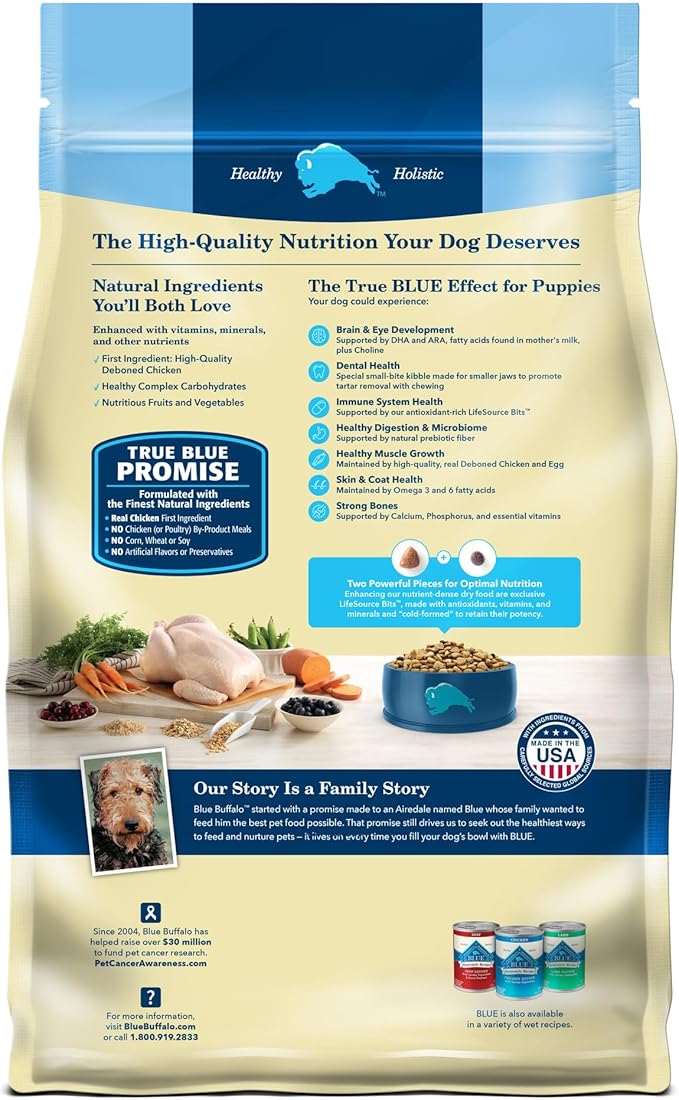 Blue Buffalo Life Protection Formula Puppy Dry Dog Food with DHA and ARA, Made with Natural Ingredients, Chicken & Brown Rice Recipe, 5-lb. Bag