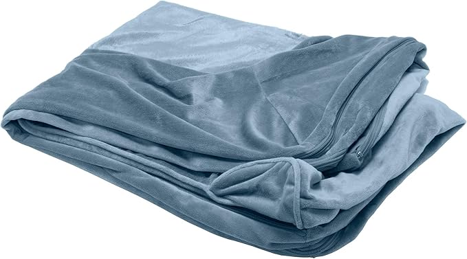 Furhaven Replacement Dog Bed Cover Faux Fur & Velvet Sofa-Style, Machine Washable - Harbor Blue, Medium