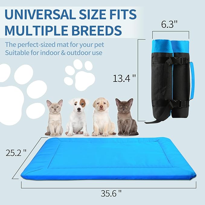 Aitmexcn Outdoor Dog Bed Mat Waterproof, Camping Dog Bed Portable and Folding with Handle, Washable Travel Outdoor Dog Mat Foldable 35" x 25" x 2"