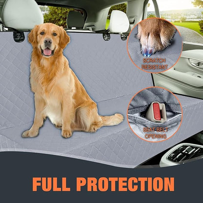 IVY&LANE Dog Car Seat Cover for Back Seat 100% Waterproof 600D Scratch (Grey,59"×52")