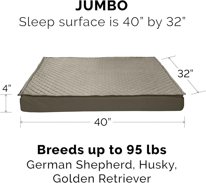 Furhaven Replacement Dog Bed Cover Water-Resistant Indoor/Outdoor Quilt Top Convertible Mattress, Washable - Dark Sage, Jumbo (X-Large)