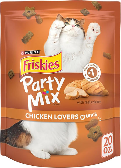 Purina Friskies Cat Treats, Party Mix Chicken Lovers Crunch - 20 Oz. Pouch