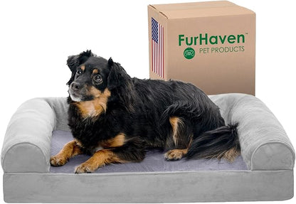 Furhaven Orthopedic Dog Bed for Medium/Small Dogs w/ Removable Bolsters & Washable Cover 35 lbs
