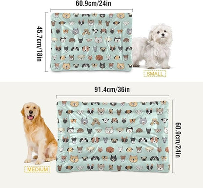 Puppy Dog Faces Pet Bed Pad Soft Dog Bed Mat with Anti-Slip Bottom 36 * 24inches