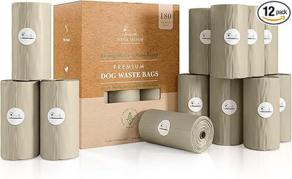 100% Certified Home Compostable and Biodegradable Dog Poop Bags D6400 & 13432 Compliant 180 Bags 12 x