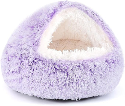 NOYAL Dog Bed Round Hooded Plush Cat Cave