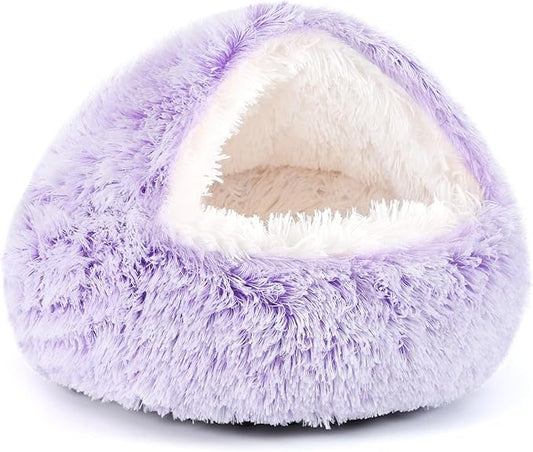 NOYAL Dog Bed Round Hooded Plush Cat Cave