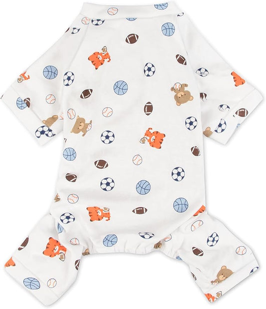 Puppy Pajamas Dog Onesies Pet Dog Soft Pajamas Various Patterns Pet Jumpsuit 5 Styles for Small Medium Dogs Cats Pajamas (Football, XX-Large)