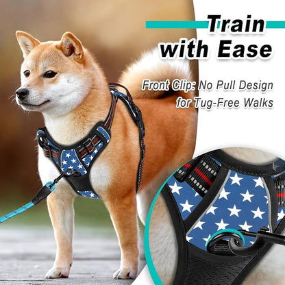 BARKBAY Dog Harness No Pull for Large Dogs - Adjustable, Reflective, Comfortable, No Choke, Heavy-Duty - Perfect for Outdoor Training, Walking, and Hiking - Strong & Durable - XL & Star