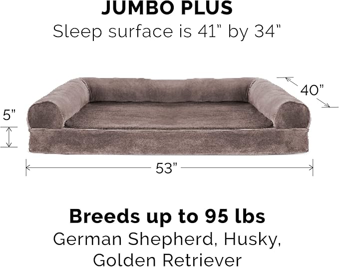 Furhaven Memory Foam Dog Bed for Large Dogs w/ Removable Bolsters & Washable Cover 125 lbs