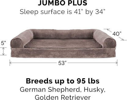 Furhaven Memory Foam Dog Bed for Large Dogs w/ Removable Bolsters & Washable Cover 125 lbs