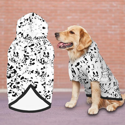 Dalmatian Print Dog Costume, Cute Animal Spotted Dog Print Winter Clothes Sweater Halloween Role Play Costume with Pocket Pet Winter Hoodie X-Small