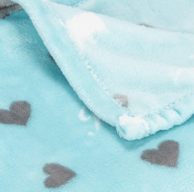 Juicy Couture Turquoise Blue Dog Blanket with Sherpa Bone Shaped Pillow – Plush Puppy Blanket Throw