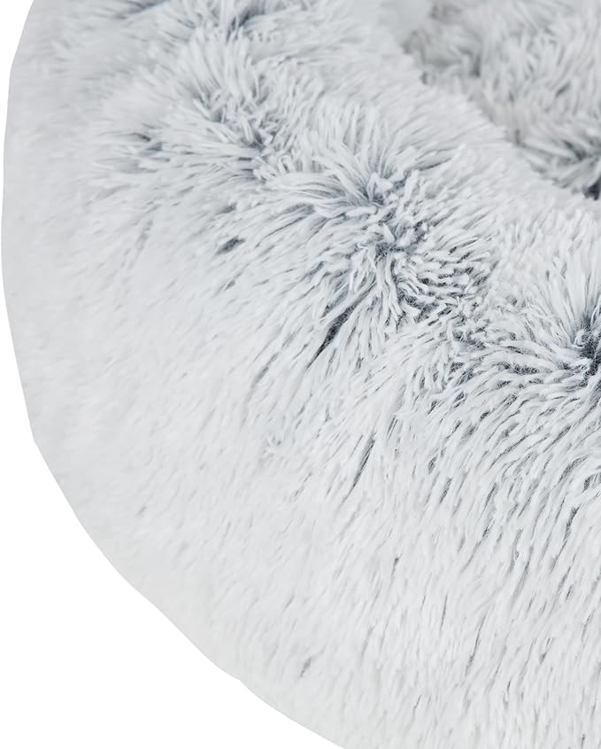 Best Pet Supplies Round Calming Dog Bed with Plush Faux Fur Fabric 27x27x7.5''