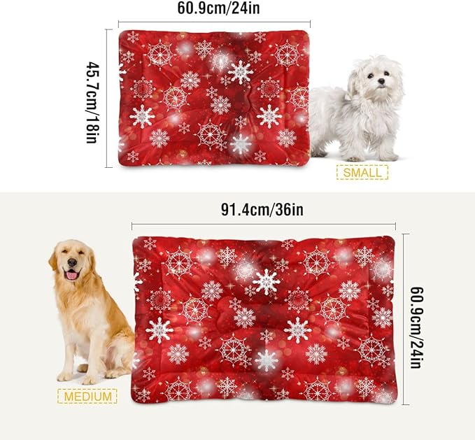 Christmas Snowflakes Pet Bed Pad Soft Dog Bed Mat with Anti-Slip Bottom 24 * 18inches