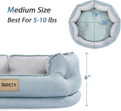 Jiupety Cooling Bed for Indoor Cats with Summer Cooling Mat (20"×19"×6"), Green.
