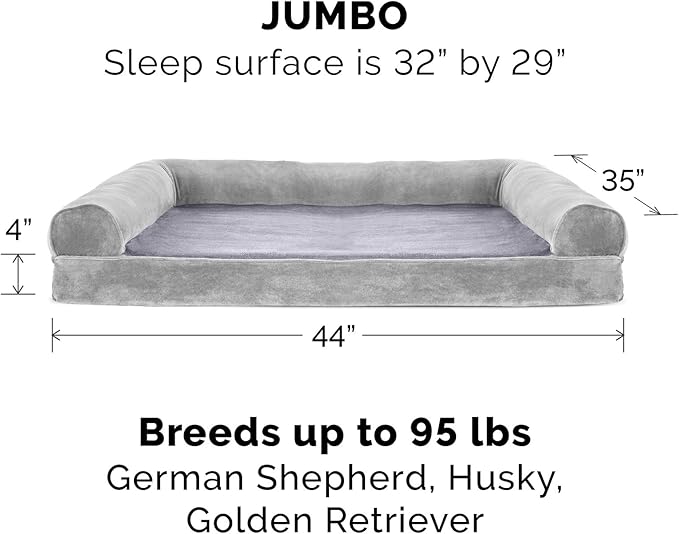 Furhaven Orthopedic Dog Bed for Large Dogs w/ Removable Bolsters & Washable Cover 95 lbs