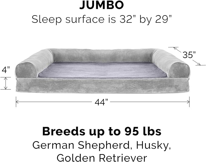 Furhaven Memory Foam Dog Bed for Large Dogs w/ Removable Bolsters & Washable Cover 95 lbs