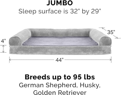 Furhaven Memory Foam Dog Bed for Large Dogs w/ Removable Bolsters & Washable Cover 95 lbs