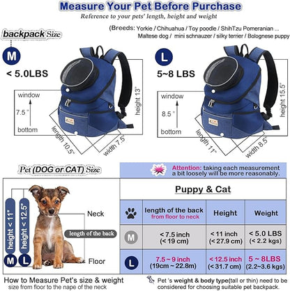 Pet Dog Carrier Backpack Adjustable Breathable Front Pack Head Out Removable Design Puppy Cat Dog Backpack for Small Dogs Cats Padded Shoulder Bag for Travelling Hiking Camping Outdoor Trip