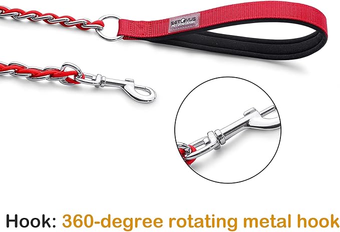 Chew Proof Metal Leash Chain Dog Leash for Medium Large Dogs 5.2FT Strong