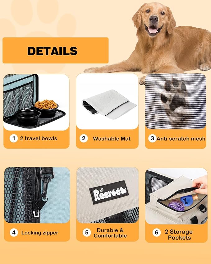 Extra Large Dog Crate with 2 Foldable Bowl 28 Inch (28" L 20" W 20" H,