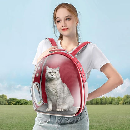 Cat Carrier Backpack Portable Pet Travel Solution Pet Carrier Dog Carrier Backpack Bag Space Capsule for Small Medium Cat Puppy Dog Travel Hiking Walking Camping Up to 17Lb (Red)