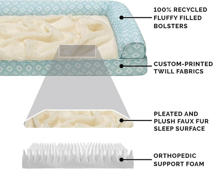Furhaven Cozy Orthopedic Dog Bed for Large Dogs w/ Removable Bolsters & Washable Cover 95 lbs