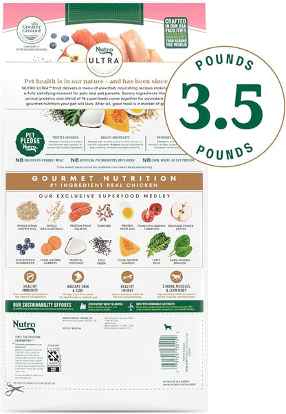 Nutro Ultra Adult Toy Breed Dry Dog Food, Trio of Proteins from Chicken, Lamb and Salmon, 3.5 lb. Bag