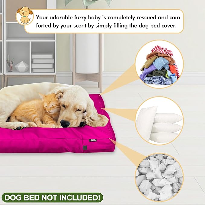 Dog Bed Cover Replacement Washable, Waterproof Large Pet Canvas Dog Crate Kennel Removable Covers with Zipper, 40x27x4 Inches(Pink)