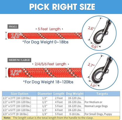 BAAPET 2/4/5/6 FT Dog Leash with Comfortable Padded Handle and Highly Reflective Threads for Small Medium and Large Dogs (5FT-1/2''