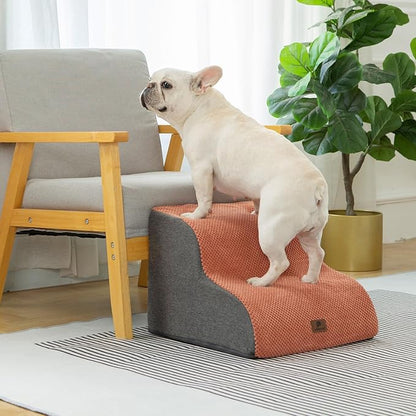 Pettycare Dog Stairs Ramp for High Beds and Couch 2 Steps,Brown