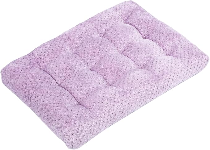 WONDER MIRACLE Fuzzy Deluxe Pet Beds, Super Plush Dog or Cat Beds Ideal for Dog Crates, Machine Wash & Dryer Friendly (22" x 30", M-Lavender)