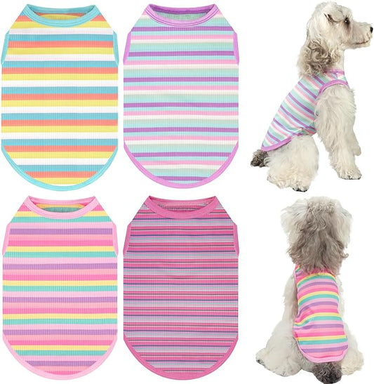 XPUDAC 4 Pack Striped Dog Shirts Soft Lightweight