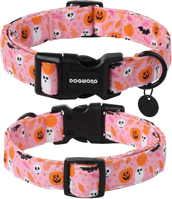 DOGWONG Fall Halloween Dog Collar, Fall Cotton Dog Collar Comfortable Adjustable Girl Fall Dog Collar for Small Medium Larege Dogs