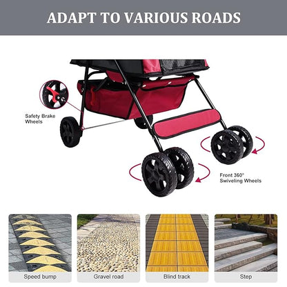 Pet Dog Stroller 4-Wheel Promenade